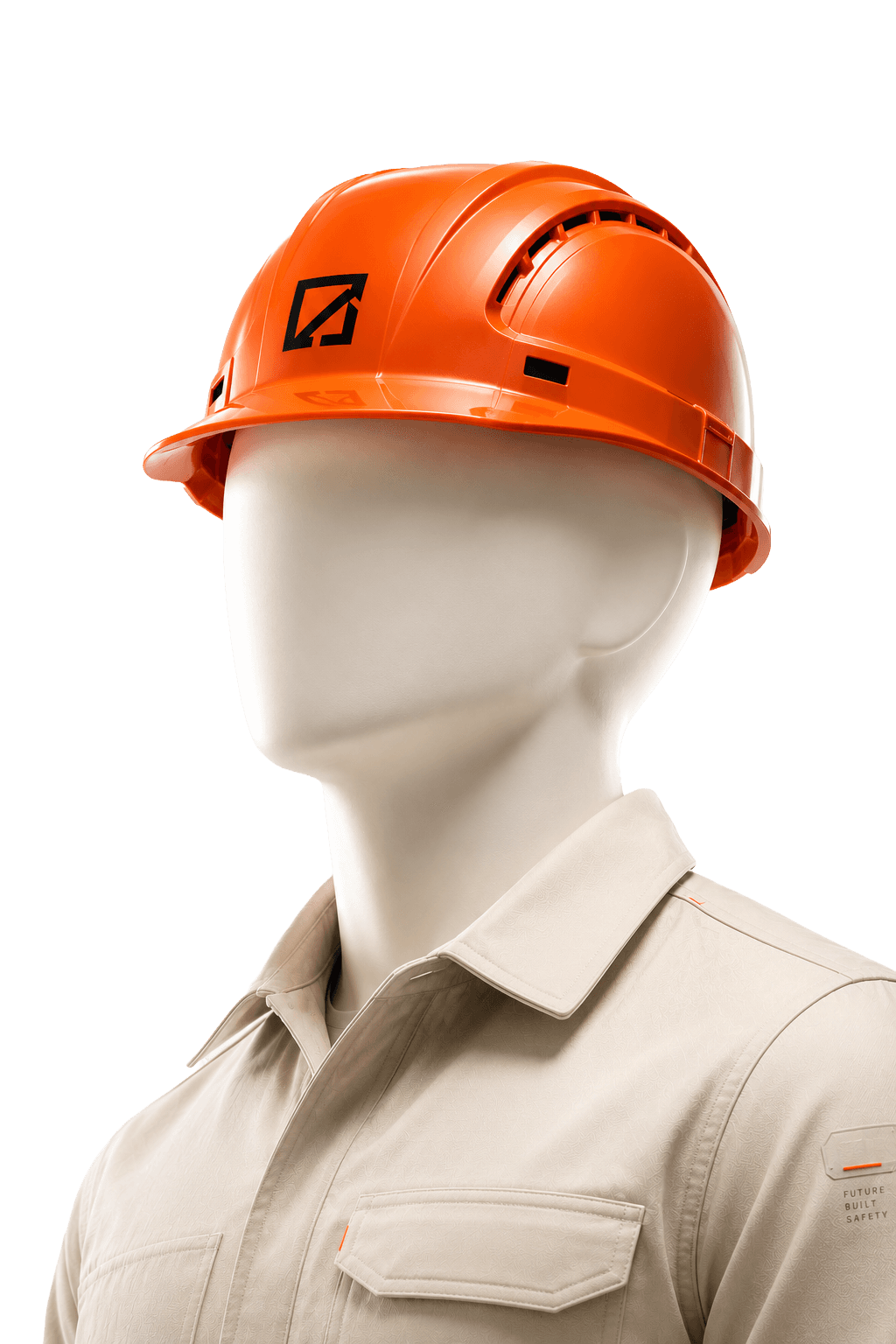 Griha Bandhu site engineer wearing an orange safety helmet